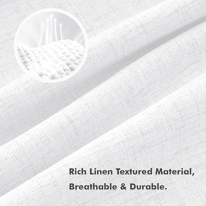 MIULEE 100% Blackout Linen Curtains 42 x 90 Inch Bright White 2 Panels | - Image 3