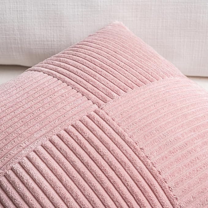 Fancy Homi 2 Packs Blush Pink Lumbar Decorative Throw Pillow Covers 12x20 Inch - Image 3