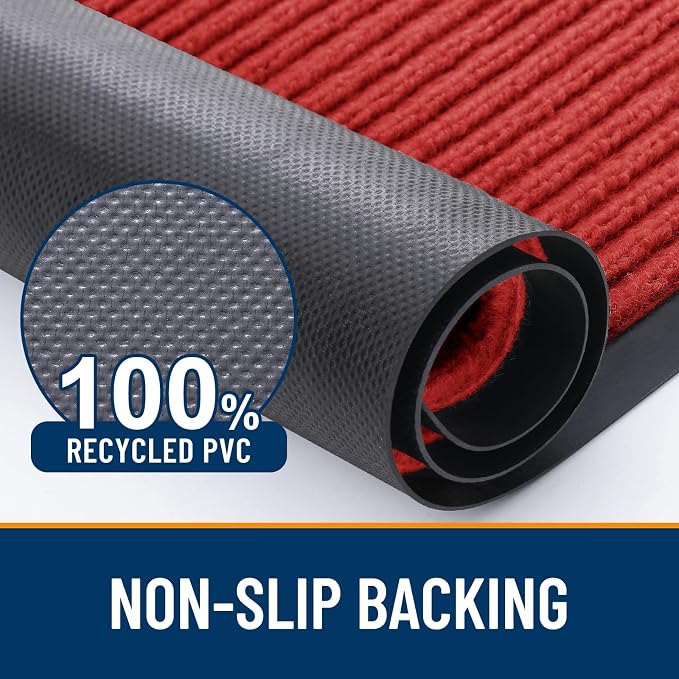 OLANLY 2-Pack Front Door Mats 59x23, Waterproof Heavy-Duty Doormats | Red - Image 3
