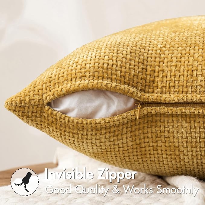 MIULEE Pack of 2 Lumbar Couch Throw Pillow Covers 20x12 Inch Neutral Gold - Image 6