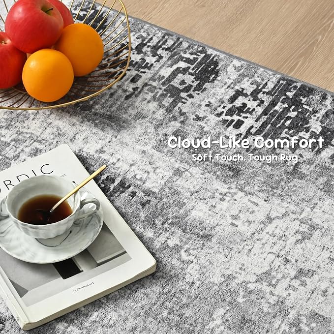2x5 Grey Rug Runners for Hallways Kitchen Runner Rug Non Slip Washable Black - Image 6