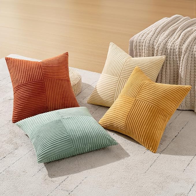 MIULEE Fall Teal-Orange Decorative Throw Pillow Covers 22x22 Inch Set of 4 Boho - Image 4