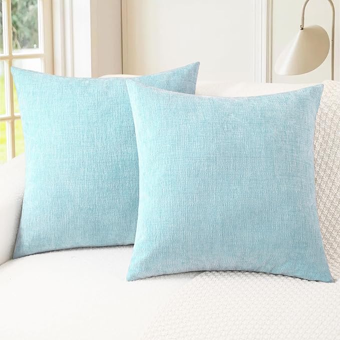 CaliTime Throw Pillow Covers Decorative 20 X 20 Inches Pack of 2 Cozy Chenille by CaliTime