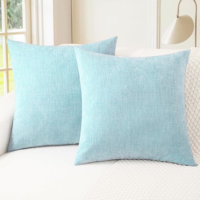 CaliTime Decorative Throw Pillow Covers 22 X 22 Inches Light Blue Grey | Pack by CaliTime