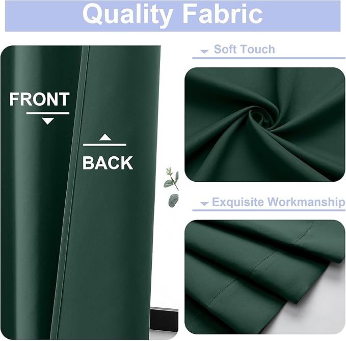 Simplebrand Ava Ever Green Short 36 Inches Blackout Curtain 2 Panels Set - Image 2