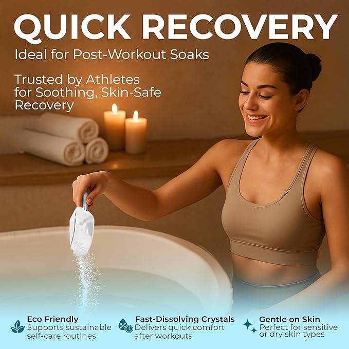 Epsom Salt Bath Soak 15 lb Bucket – Unscented, Pure Epsom Salt Bulk Crystals, Magnesium Sulfate for Full Body or Foot Soaks, Resealable Container with Scoop for Home Bath Use