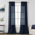 Navy Blue Linen Curtains 102 Inches Long by Nanspring