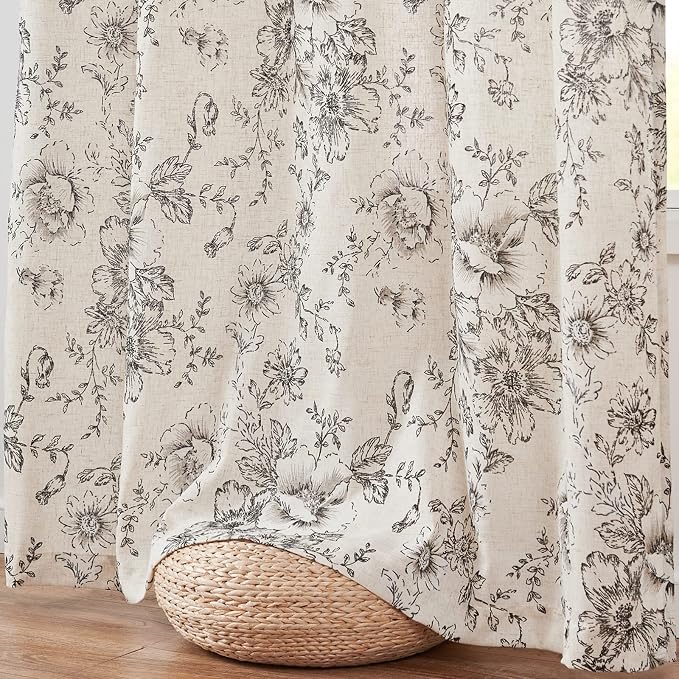 jinchan Linen Floral Curtains 100 Inch Extra Wide - Image 6