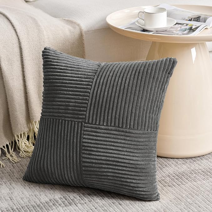 Fancy Homi 2 Packs Dark Gray Big Decorative Throw Pillow Covers 24x24 Inch - Image 2