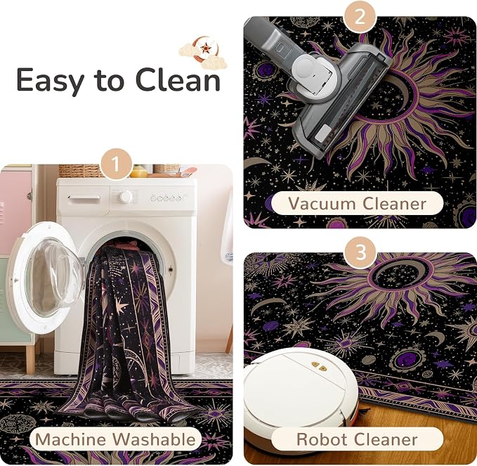 Vacuum-Friendly, Round 4ft Washable Area Rug - Image 5