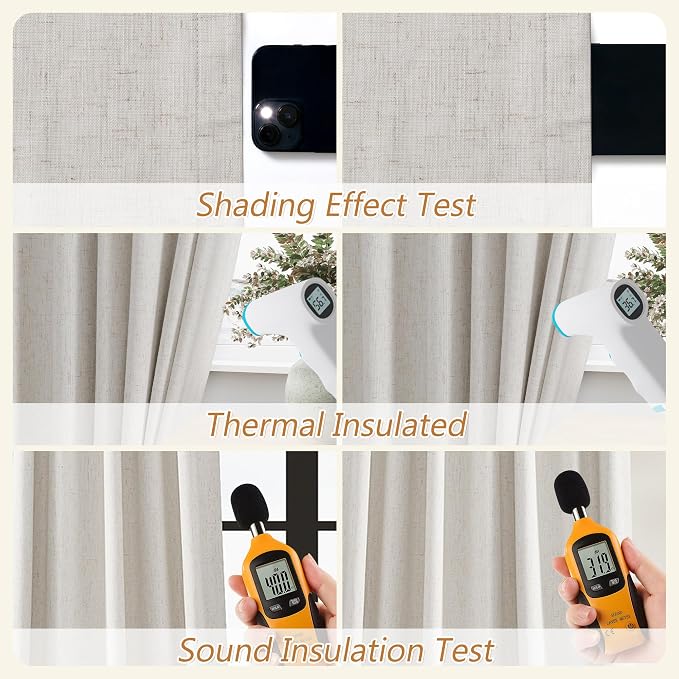 Guken 108 Inch Long Light Beige 100% Blackout Curtains - Image 5
