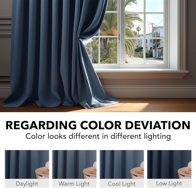 Deconovo Blackout Curtains, Thermal Insulated, W42 x L95 2 Panels, Back Tab - Image 6