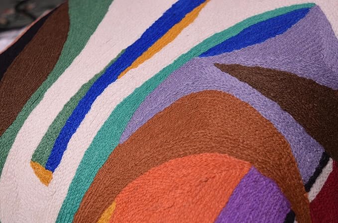 Kandinsky Balancement Decorative Pillow Cover Abstract Toss Pillows Farmhouse Chair Cushion Contemporary Pillow Mid-Century Chair Cushions Hand Embroidered Pillow Wool Size 18x18