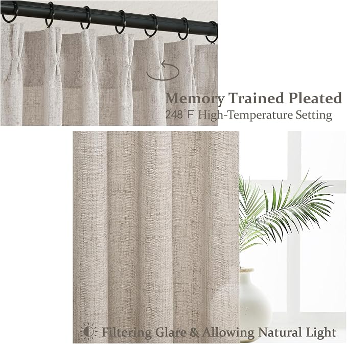 PleatedDrapes 112 Inch Extra Long Light Filtering Curtains - Image 4