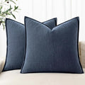 MIULEE Decorative Linen Pillow Covers 18x18 Inch Indigo Blue | Boho Farmhouse​ by MIULEE