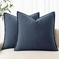 MIULEE Decorative Linen Euro Sham Pillow Covers 24x24 Indigo Blue | Boho by MIULEE