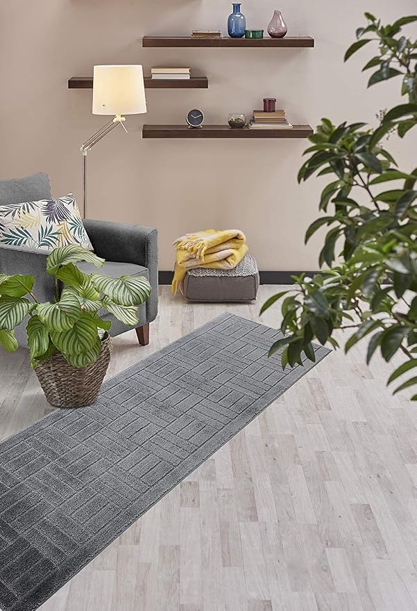 16 Ft Charcoal Extra Long Hallway Runner Rug, Non Slip Washable | Indoor Soft - Image 5