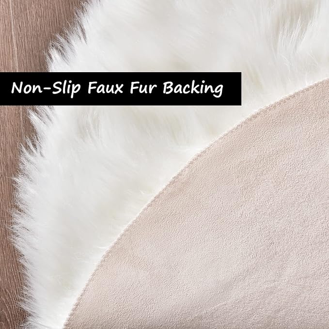 Goolela White Area Rug 6x9 Fluffy Fuzzy Furry Sheepskin Rug - Image 5