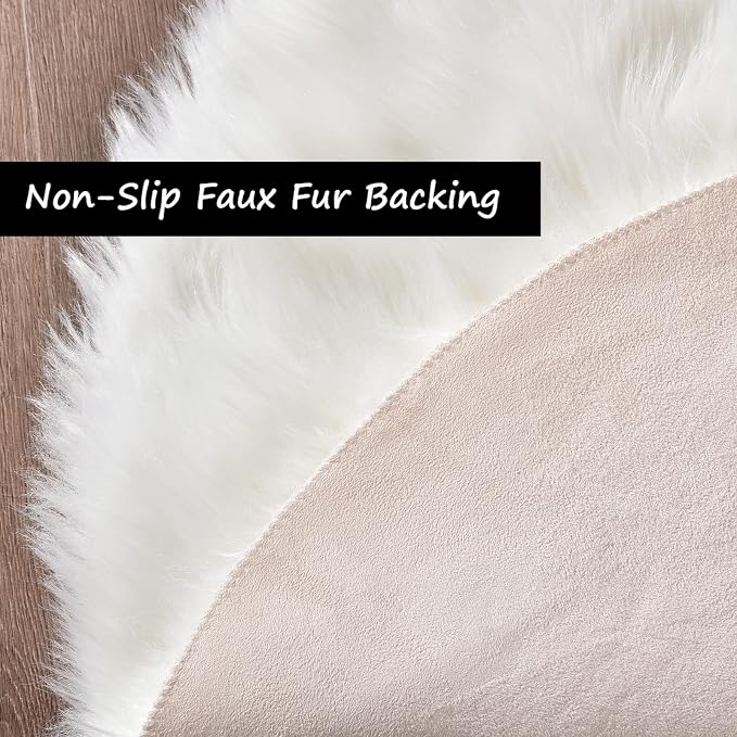 Goolela White Faux Sheepskin Fur Rug 4x6 - Image 5