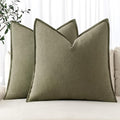 MIULEE Decorative Linen Euro Sham Pillow Covers 22x22 Inch Light Olive Green by MIULEE