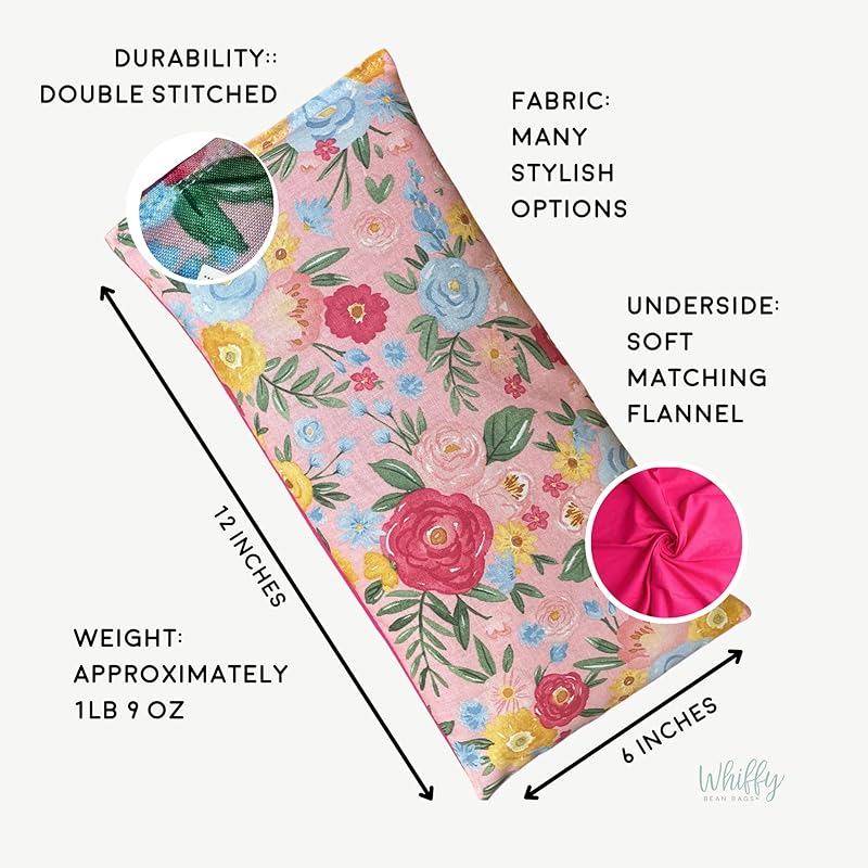 Large Microwave Heating Pad with Flax Seed, Scented or Unscented, Good For Back Pain or Cramps, Moist Heat Therapy or Ice Pack, Microwavable Bean Bag, 6" x 12" (Peach Floral, Chamomile)