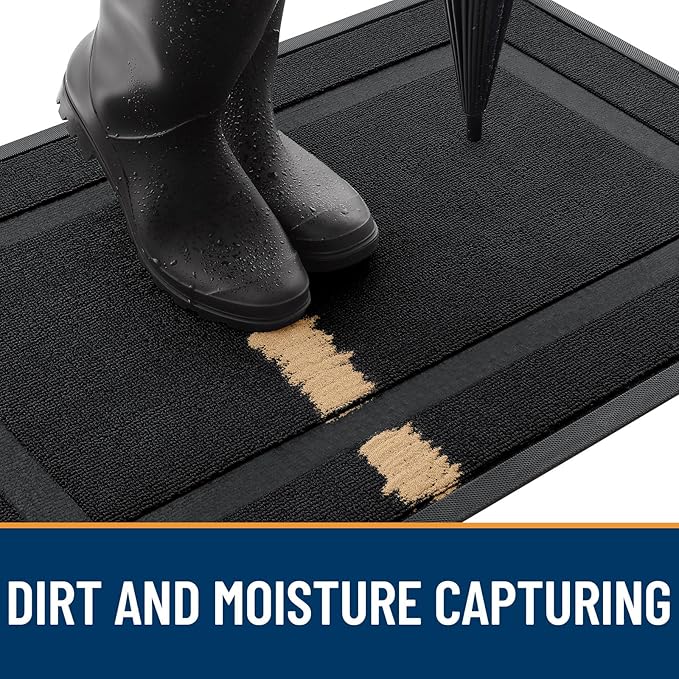 OLANLY Front Door Mat Outside 47x23, All-Season Heavy-Duty Rubber Doormat | Jet - Image 4