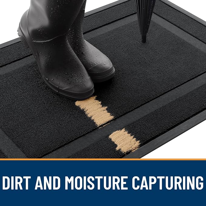 OLANLY Front Door Mat Outside 59x34, All-Season Heavy-Duty Rubber Doormat | Jet - Image 4