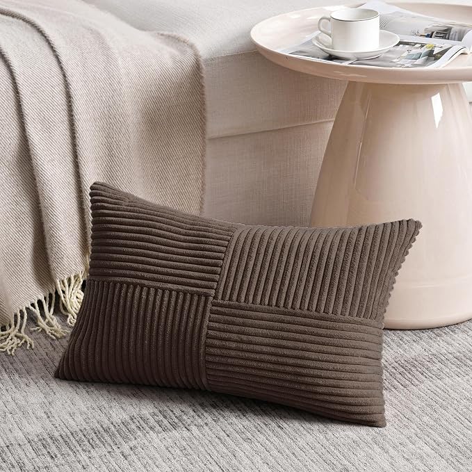 Fancy Homi 2 Packs Dark Brown Long Lumbar Decorative Throw Pillow Covers 12x24 - Image 2