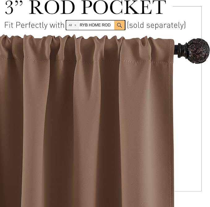 RYB HOME RV Curtains for Camper Windows, Mini Small Thermal Insulated Sunlight - Image 2
