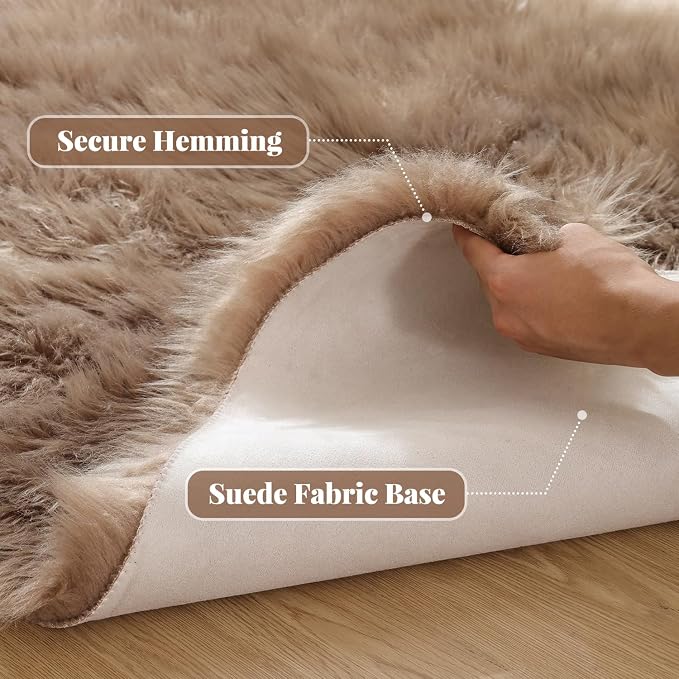 ORINOVA Beige Faux Sheepskin Fluffy Fur Rugs - Image 3