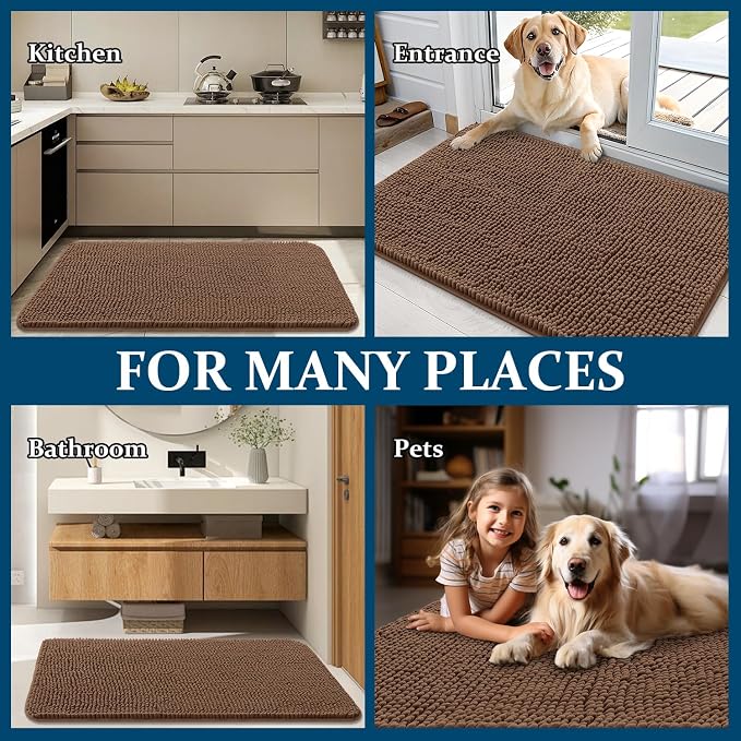 OLANLY Dog Door Mat for Muddy Paws 59x32, Super Absorbent Chenille Mud Mat | - Image 8
