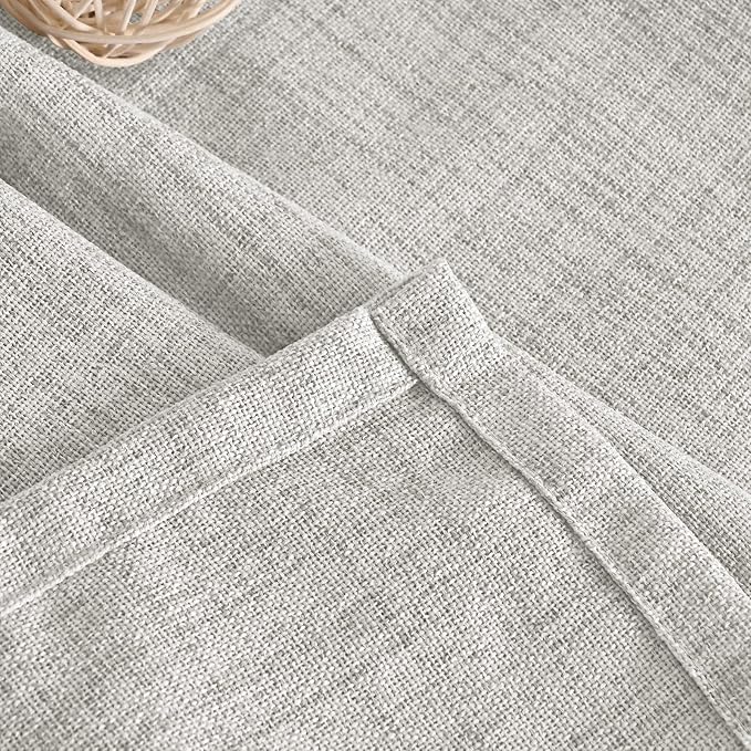 YoungsTex Light Grey Linen Semi Sheer Curtains 42X63 Inch Length 2 Panels | - Image 7
