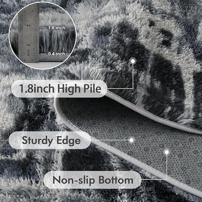 5x7 Ft Large Shag Rugs for Bedroom Living Room, Tie Dyed Ultra Soft Fluffy - Image 6