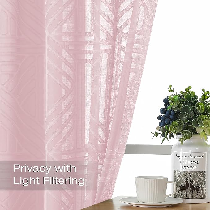 Simplebrand Blush Semi Sheer Curtains 84 Inches Long 2 Panels, Light Filtering - Image 2