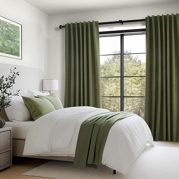 Topfinel Dark Olive Green Blackout Curtains 96 Inch Long 2 Panels Set - Image 7