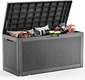 102 Gallon Outdoor Storage Box Waterproof, UV Resistant Resin Deck Box with Hydraulic Rod, Lockable Design and Enhanced Durability for Patio, Garden, and Poolside Use