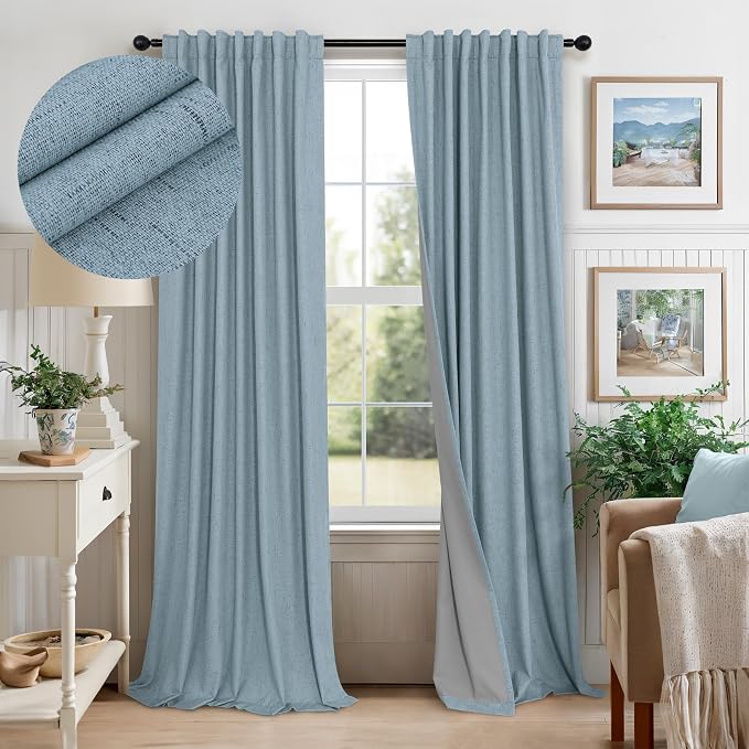 Light Blue Blackout Curtains 96 Inches Long by Pitalk
