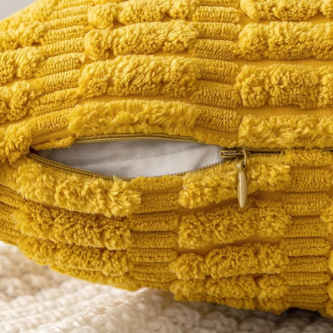 MIULEE Euro Decorative Throw Pillow Covers 26x26 Mustard Yellow Pack of 2 | - Image 3