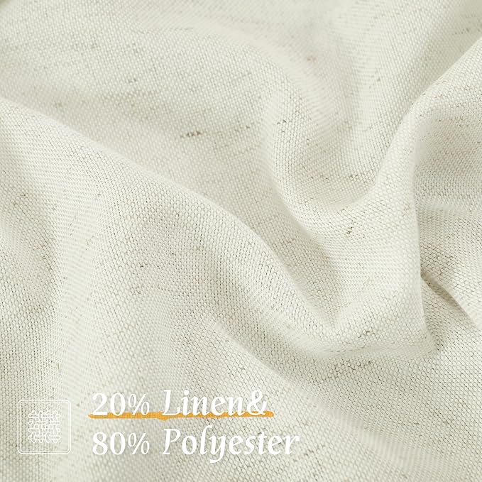 Light Filtering Cream Linen Curtains 48 Inch Length - Image 2