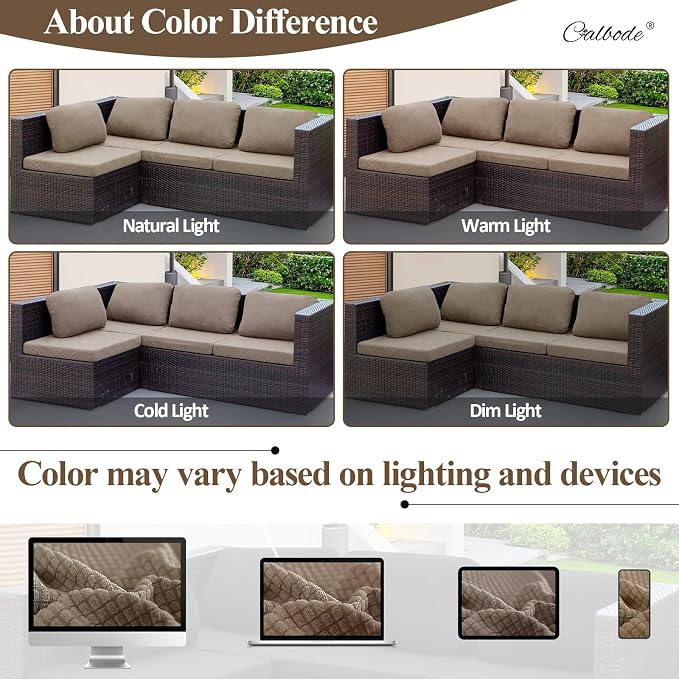 CALBODE 12Pcs Outdoor Stretch Cushion Covers, Waterproof Outdoor Chair Cushion - Image 5