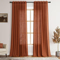 Nanspring Rustic Farmhouse Linen Curtains 96 Inches Long 2 Panel Set Back Tab by Nanspring