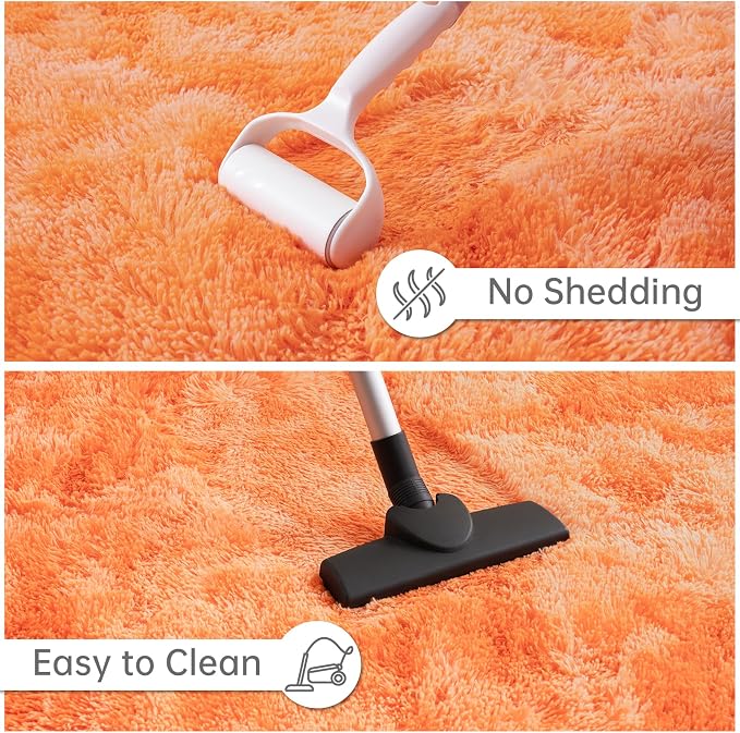 Goideal Fluffy Rug for Bedroom Living Room, 5x7 Orange Area Rugs, Faux Fur Shag - Image 7
