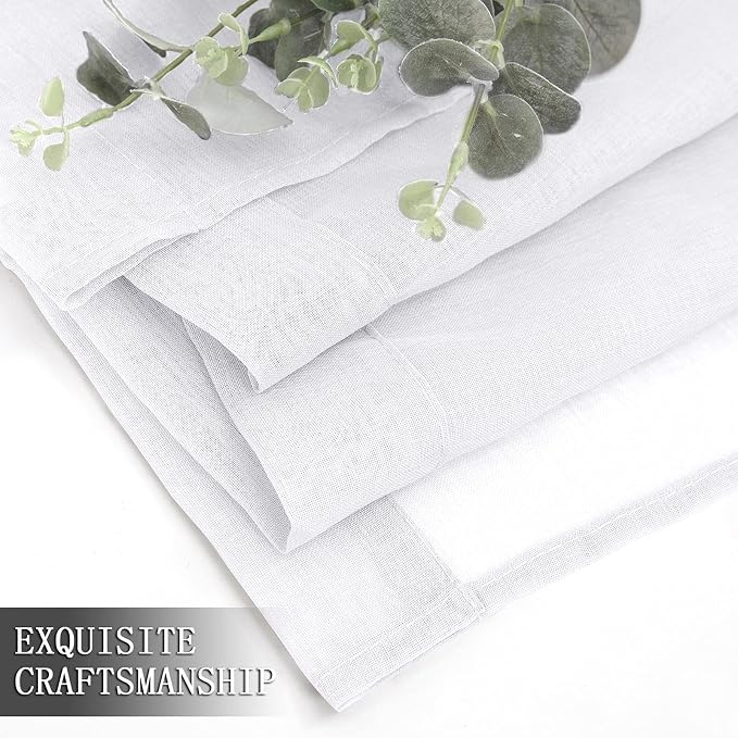 Tollpiz Short Sheer Curtains Linen Textured Bedroom Curtain Sheers Light - Image 7