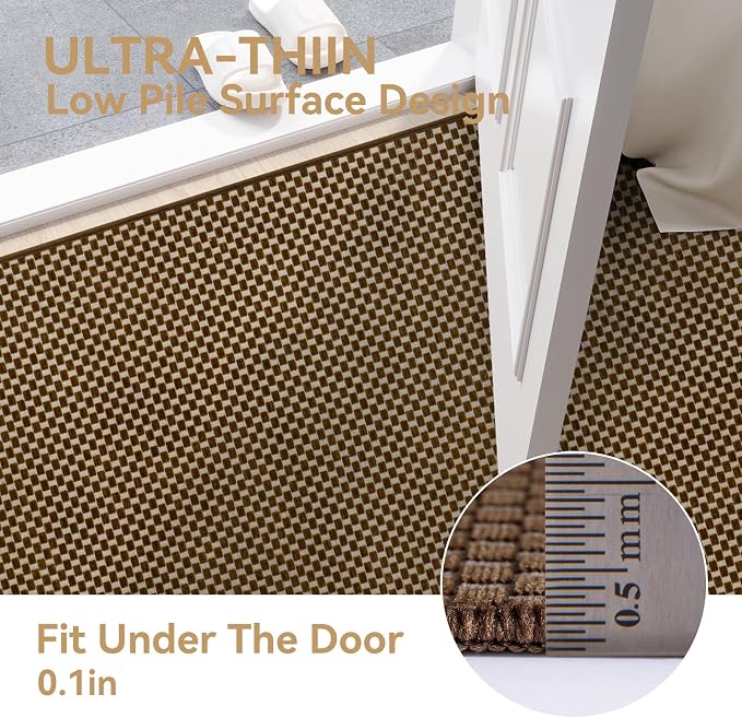 Indoor Door Mat Entryway Rug Non Slip Washable Dark Brown 2x3 ft | Front Entry - Image 3