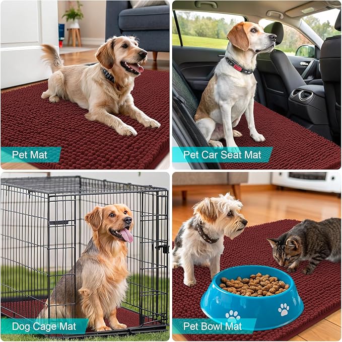 OLANLY Dog Door Mat for Muddy Paws 30x17, Super Absorbent Chenille Mud Mat | - Image 7