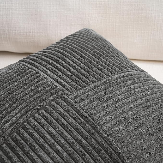 Fancy Homi 2 Packs Dark Gray Long Lumbar Decorative Throw Pillow Covers 12x24 - Image 3