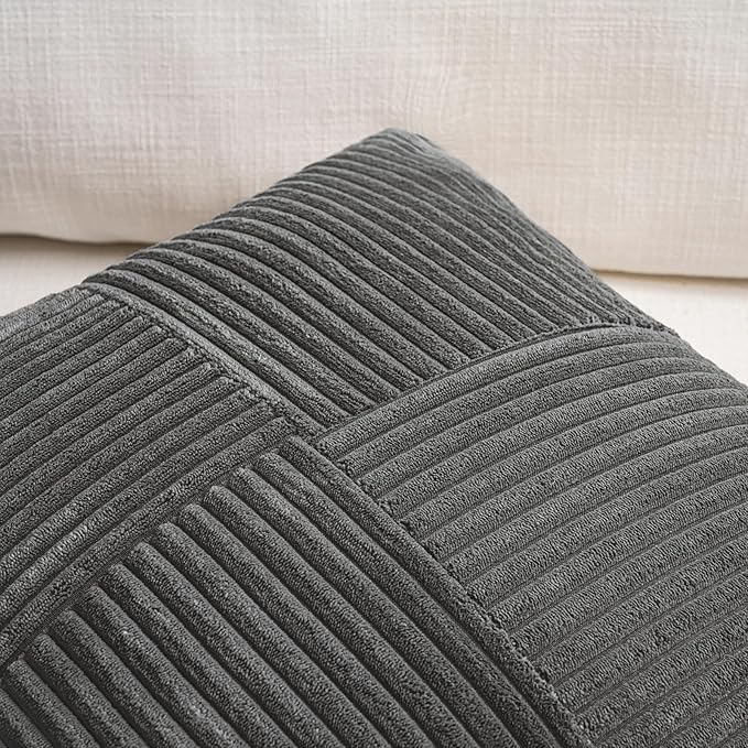 Fancy Homi 2 Packs Dark Gray Decorative Throw Pillow Covers 18x18 Inch - Image 3