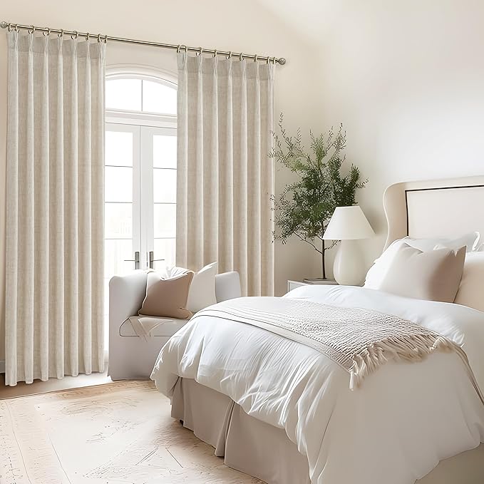 Natural Pinch Pleated Linen Curtains 92 Inches Long 2 Panels Set - Image 6