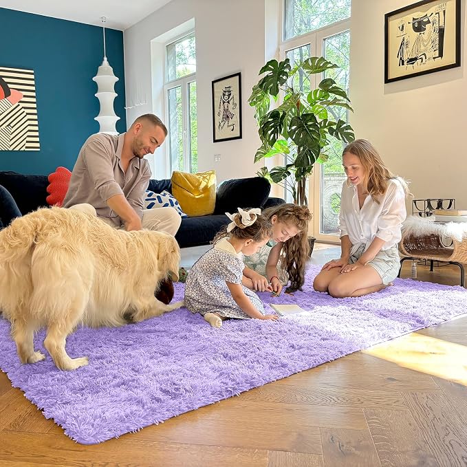 OLANLY Area Rugs for Living Room, Machine Washable 4x5.9 ft Soft Fluffy Shaggy - Image 7
