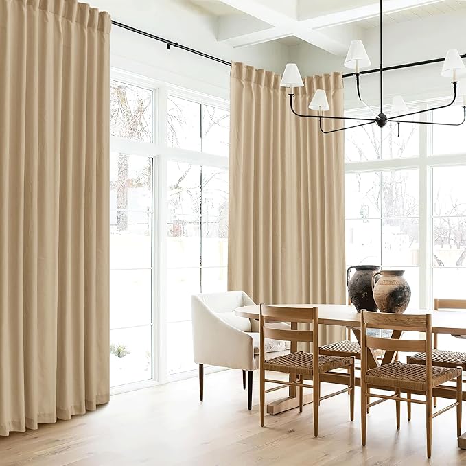 RYB HOME Camel Linen Sheer Curtains 95 inches Length, Aesthetic Light Filtering - Image 7